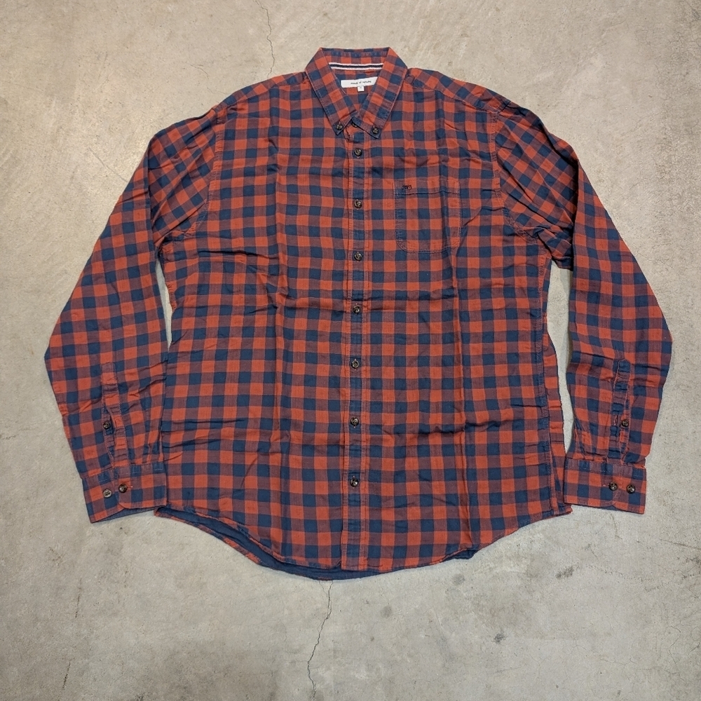 Moods Of Norway Men's XL Red and Blue Checkered Shirt Long Sleeve Button Down